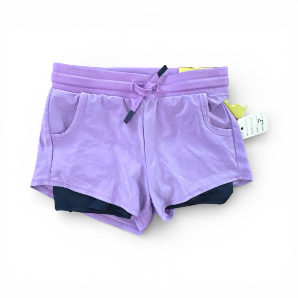 All in Motion Girls 4/5 Purple Athletic Shorts for Running Sports Gymnastics
